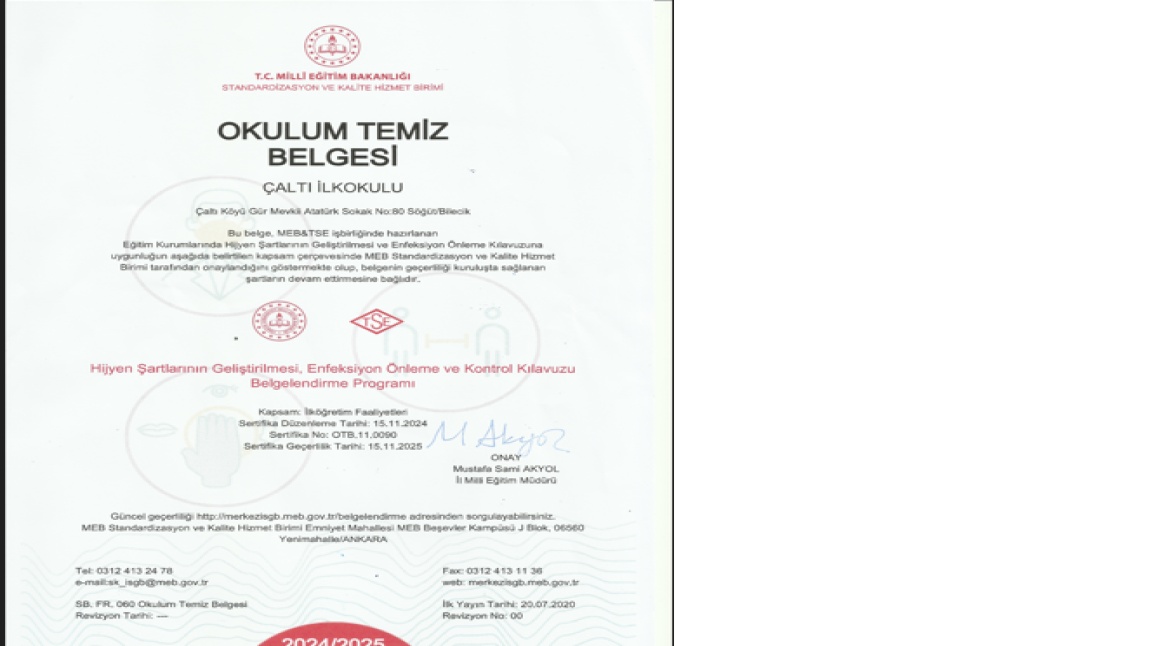 Okulum Temiz Belgemizi Aldık